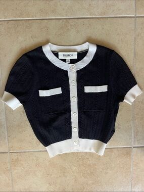 Size Small Bora Aksu Black & White Cropped Cardigan
